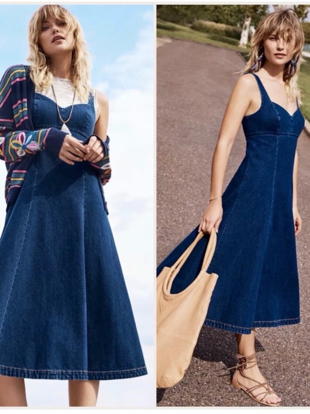 Anthropologie Edythe Corseted Denim Midi Dress Sz 2